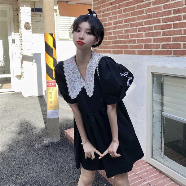 floral french doll collar small black drs women's summer loose bubble sleeve 2021 style, Black;gray
floral french doll collar small black drs women's summer loose bubble sleeve 2021 style, Black;gray