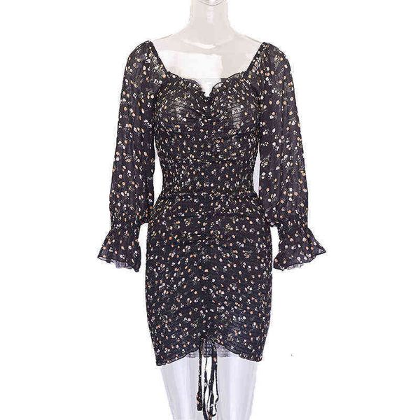 ins spring floral drs white long sleeve wrinkle bandage buttock skirt, Black
ins spring floral drs white long sleeve wrinkle bandage buttock skirt, Black