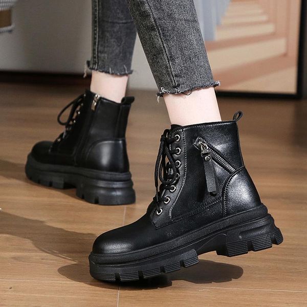 boots women ankle leather platform punk woman chunky autumn winter flat with shoe zipper casual fashion 35-40, Black
boots women ankle leather platform punk woman chunky autumn winter flat with shoe zipper casual fashion 35-40, Black