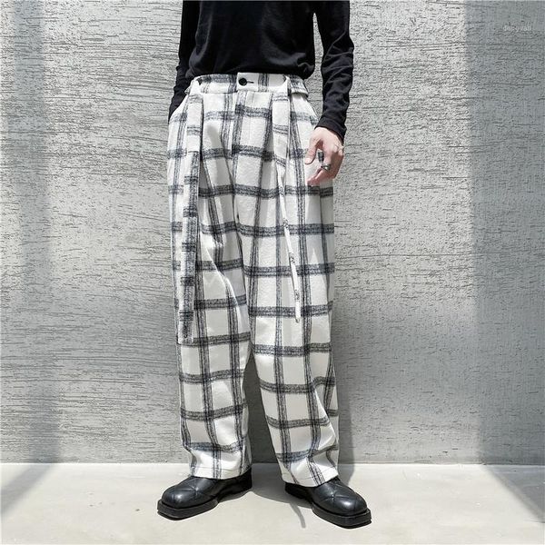 men streetwear vintage harem trousers wide leg pant autumn winter casual loose thick wool plaid belt pants men's, Black
men streetwear vintage harem trousers wide leg pant autumn winter casual loose thick wool plaid belt pants men's, Black