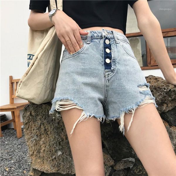 women's jeans plus size fashion vintage rivet ripped hole high waisted short woman button denim mini shorts, Blue
women's jeans plus size fashion vintage rivet ripped hole high waisted short woman button denim mini shorts, Blue