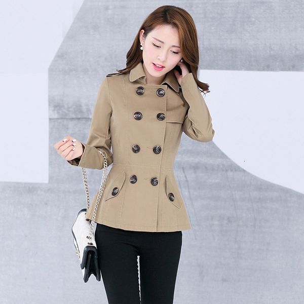 women's trench coats autumn spring fashion casual slim cotton blends khaki black short outerwear female nkwa, Tan;black
women's trench coats autumn spring fashion casual slim cotton blends khaki black short outerwear female nkwa, Tan;black