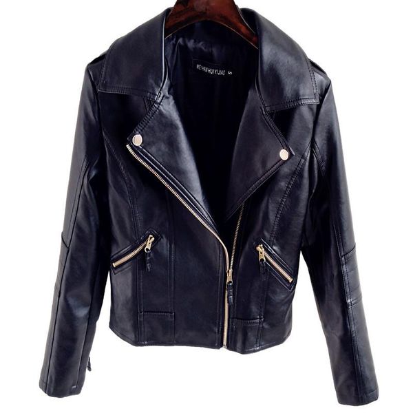 women's leather & faux jacket female fashion spring and autumn korean wild pu motorcycle casual outwear, Black
women's leather & faux jacket female fashion spring and autumn korean wild pu motorcycle casual outwear, Black