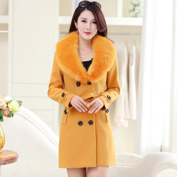 women's wool & blends sashes women cashmer coat fur collar woolen jacket double breasted and, Black
women's wool & blends sashes women cashmer coat fur collar woolen jacket double breasted and, Black