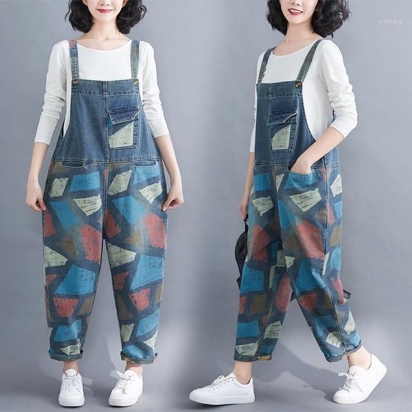women's jeans denim overall women 2021 spring autumn straps pocket geometric pattern loose casual jumpsuit, Blue
women's jeans denim overall women 2021 spring autumn straps pocket geometric pattern loose casual jumpsuit, Blue