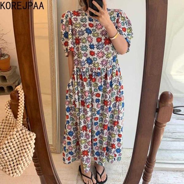 korejpaa women dress summer korean chic female romantic round neck color flower design loose sweet puff seeve vestidos 210526, Black;gray
korejpaa women dress summer korean chic female romantic round neck color flower design loose sweet puff seeve vestidos 210526, Black;gray
