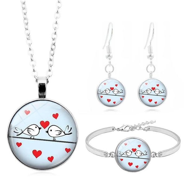 earrings & necklace love birds art po glass cabochon fashion jewelry set bracelet earring sets for women gift, Silver
earrings & necklace love birds art po glass cabochon fashion jewelry set bracelet earring sets for women gift, Silver