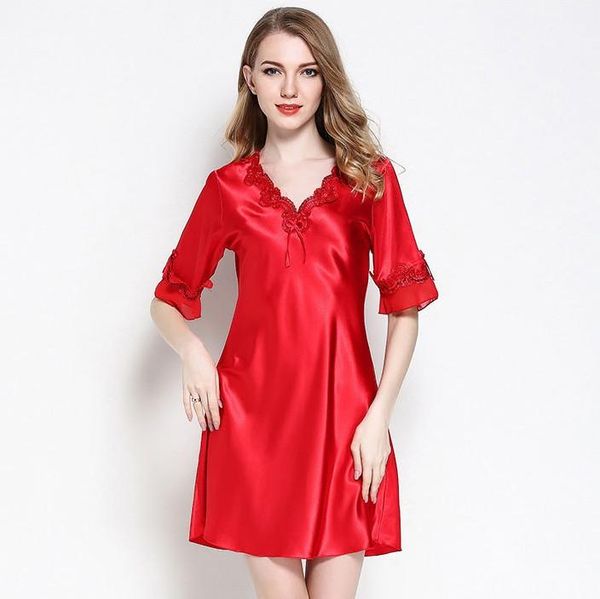 casual half sleeve nightdress women satin sleepwear intimate lingerie nightgown silky sleep dress home clothes homewear women's, Black;red
casual half sleeve nightdress women satin sleepwear intimate lingerie nightgown silky sleep dress home clothes homewear women's, Black;red