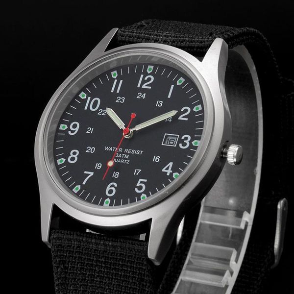 wristwatches fashion men military watch quartz analog clock canvas wristband sports army waterproof wristwatch ~@88, Slivery;brown
wristwatches fashion men military watch quartz analog clock canvas wristband sports army waterproof wristwatch ~@88, Slivery;brown
