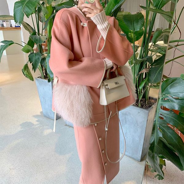 women's polos set of two pieces cashmere jacket with real lamb pocket + skirt elegant ladies wear high-quality women's suit hood, White
women's polos set of two pieces cashmere jacket with real lamb pocket + skirt elegant ladies wear high-quality women's suit hood, White