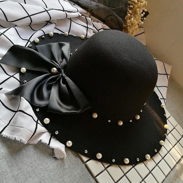 stingy brim hats vintage bow-tie woolen hat with big dome cornice pearl ring felt goes everything in autumn and winter, Blue;gray
stingy brim hats vintage bow-tie woolen hat with big dome cornice pearl ring felt goes everything in autumn and winter, Blue;gray