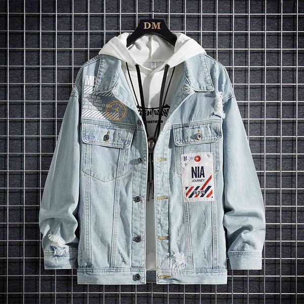 men's jackets hole denim mens printed long-sleeve single breasted casual jean male youthful blue for men loose coat e2ti, Black;brown
men's jackets hole denim mens printed long-sleeve single breasted casual jean male youthful blue for men loose coat e2ti, Black;brown