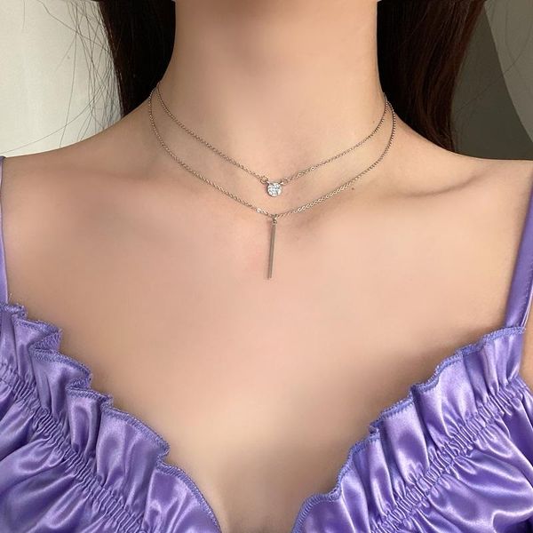 pendant necklaces personality double choker cool design feels fashion creativity sets diamond collarbone chain women jewelry, Silver
pendant necklaces personality double choker cool design feels fashion creativity sets diamond collarbone chain women jewelry, Silver