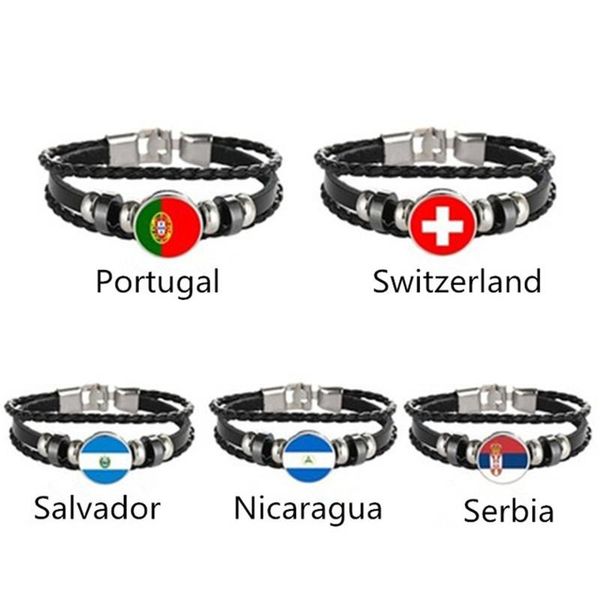 charm bracelets portugal switzerland el salvador nicaragua serbian flag multilayer leather bracelet fashion men and women jewelry, Golden;silver
charm bracelets portugal switzerland el salvador nicaragua serbian flag multilayer leather bracelet fashion men and women jewelry, Golden;silver