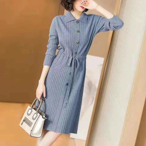 casual dresses elegant slim waist longs leeve knitted dress women fashion ol collar lace-up ladies 2021 autumn blue base, Black;gray
casual dresses elegant slim waist longs leeve knitted dress women fashion ol collar lace-up ladies 2021 autumn blue base, Black;gray