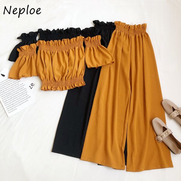neploe spring summer short sleeve off-shoulder crop-bud wide leg pants suit women set 210510, White
neploe spring summer short sleeve off-shoulder crop-bud wide leg pants suit women set 210510, White