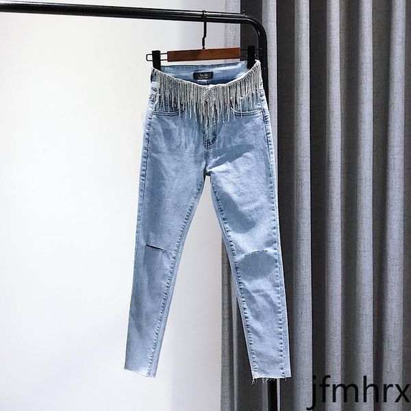 women's jeans diamond tassels cool high waist spring summer clothing light blue slim fit elastic holes pencil pants
women's jeans diamond tassels cool high waist spring summer clothing light blue slim fit elastic holes pencil pants
