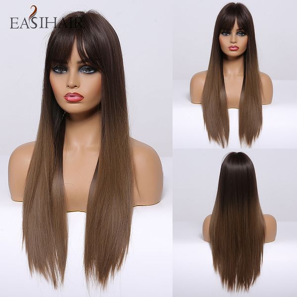 women long straight black to brown ombre wigs with bangs synthetic natural hair wigs daily cosplay wigs heat resiatant
women long straight black to brown ombre wigs with bangs synthetic natural hair wigs daily cosplay wigs heat resiatant