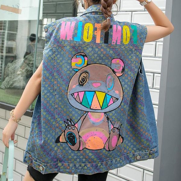 women's vests denim jeans vest female waist coat fashion korean sleeveless jacket oversize women cute cartoon waistcoat cardigan boyfri, Black;white
women's vests denim jeans vest female waist coat fashion korean sleeveless jacket oversize women cute cartoon waistcoat cardigan boyfri, Black;white