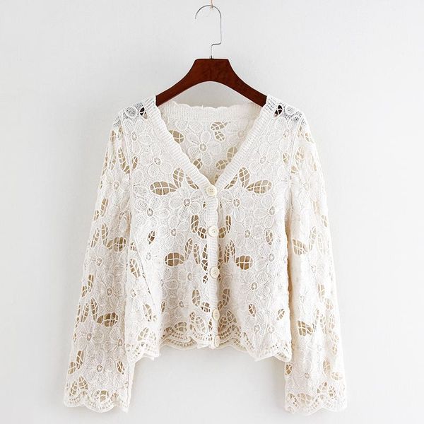 women's knits & tees hollow knitted sweater women's short cardigan spring summer sun protection jacket in the sleeves temperament s, White
women's knits & tees hollow knitted sweater women's short cardigan spring summer sun protection jacket in the sleeves temperament s, White