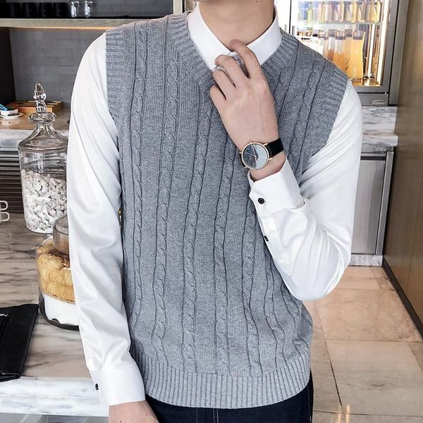 men's vests mens sweater vest men gilet homme vintage korean knit chandail pull sans manche comfort casual, Black;white
men's vests mens sweater vest men gilet homme vintage korean knit chandail pull sans manche comfort casual, Black;white