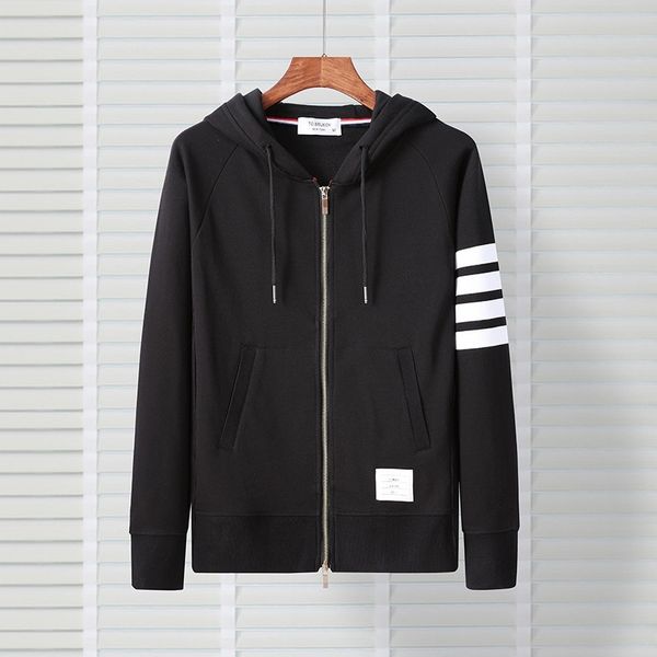 men's sweater men's cardigan spring and autumn color contrast four bar coat korean loose hooded casual trend jacket, Black
men's sweater men's cardigan spring and autumn color contrast four bar coat korean loose hooded casual trend jacket, Black