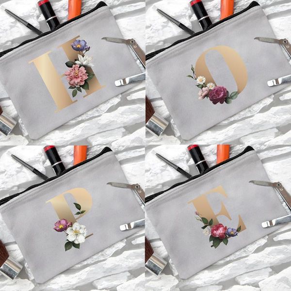 cosmetic bags & cases gold alphabet flowers women canvas gray fashion casual makeup pouch lipstick storage handbag female gifts
cosmetic bags & cases gold alphabet flowers women canvas gray fashion casual makeup pouch lipstick storage handbag female gifts