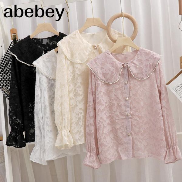 women's blouses & shirts women sweet pearl pleat ruffles turn down collar smock blouse office breasted roupas chic chemise, White
women's blouses & shirts women sweet pearl pleat ruffles turn down collar smock blouse office breasted roupas chic chemise, White