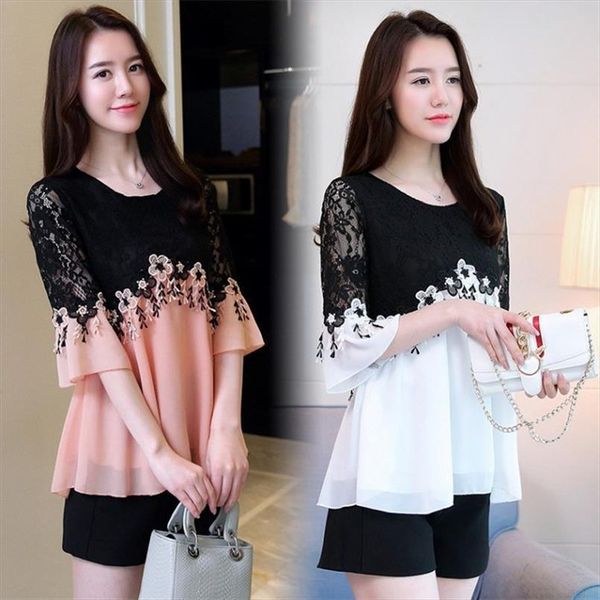 casual lace stitching chiffon women blouses autumn o neck half sleeve large size fashion street korean shirt 5xl, White
casual lace stitching chiffon women blouses autumn o neck half sleeve large size fashion street korean shirt 5xl, White