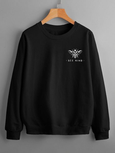 men bee and letter graphic sweatshirt j3m4#, Black