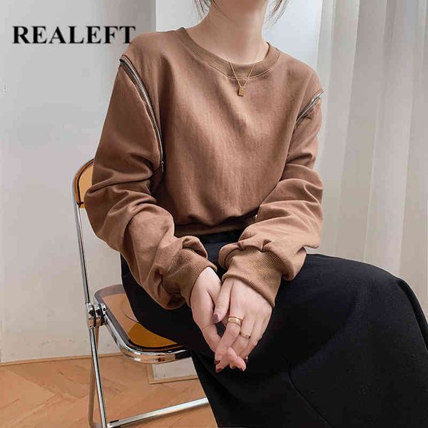 autumn winter womens pullover sweatshirts zipper shoulder loose short jackets long sleeve o-neck chic 210428, Black
autumn winter womens pullover sweatshirts zipper shoulder loose short jackets long sleeve o-neck chic 210428, Black