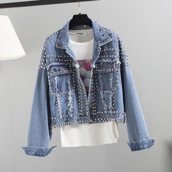 fashion rivet denim jacket women jean coat 2021 spring women's jackets female outerwear blue, Black;brown
fashion rivet denim jacket women jean coat 2021 spring women's jackets female outerwear blue, Black;brown