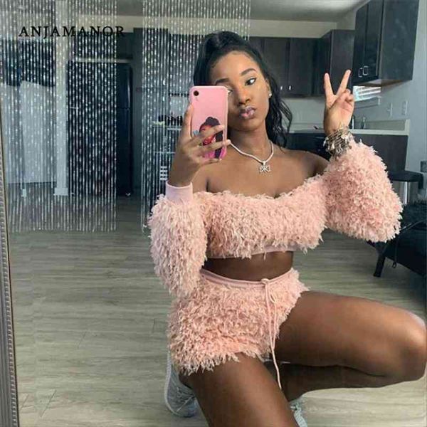 pink fluffy sweater 2 piece set women off shoulder long sleeve crop shorts club outfits fall d19-eh38, Gray
pink fluffy sweater 2 piece set women off shoulder long sleeve crop shorts club outfits fall d19-eh38, Gray
