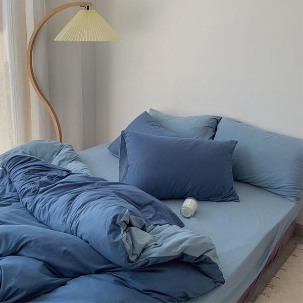 super soft glutinous cotton knitted four-piece set haze blue simple solid color double-piece nude bedding sets
super soft glutinous cotton knitted four-piece set haze blue simple solid color double-piece nude bedding sets