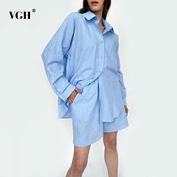 women's tracksuits vgh casual blue shorts sets female lapel long sleeve blouses high waist wide leg short legs loose suit 2021 spring s, Gray
women's tracksuits vgh casual blue shorts sets female lapel long sleeve blouses high waist wide leg short legs loose suit 2021 spring s, Gray