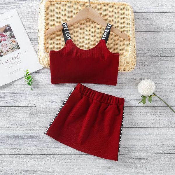summer girls wine red clothes sets sling vest + letters hip skirt two piece 2 3 4 5 6 years children clothing outfits, White
summer girls wine red clothes sets sling vest + letters hip skirt two piece 2 3 4 5 6 years children clothing outfits, White