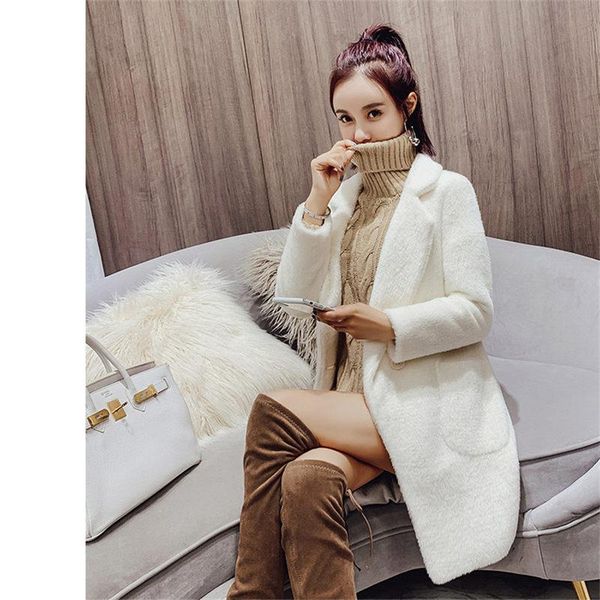 women's wool & blends solid color coat female 2021 autumn and winter thicken jacket lapel tide korean casual woolen loose overcoat f120, Black
women's wool & blends solid color coat female 2021 autumn and winter thicken jacket lapel tide korean casual woolen loose overcoat f120, Black