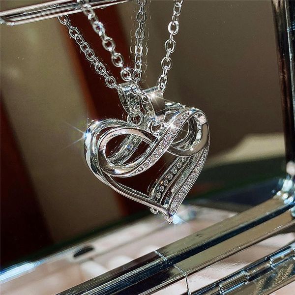 pendant necklaces luxury female white zircon necklace charm silver color wedding for women cute crystal heart chain
pendant necklaces luxury female white zircon necklace charm silver color wedding for women cute crystal heart chain
