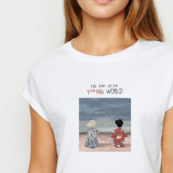 women t shirts style the end of world female spring summer shirt harajuku romantic printing o collar, White
women t shirts style the end of world female spring summer shirt harajuku romantic printing o collar, White