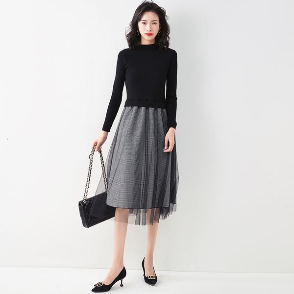long sleeves crocheted fall and winter wool skirt dress of medium-base length women's knitted or, Black;gray
long sleeves crocheted fall and winter wool skirt dress of medium-base length women's knitted or, Black;gray
