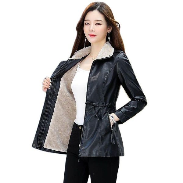 women's leather & faux women pu jacket 2021 autumn winter no velvet/plus velvet female mid-length high-end coat 4xl, Black
women's leather & faux women pu jacket 2021 autumn winter no velvet/plus velvet female mid-length high-end coat 4xl, Black