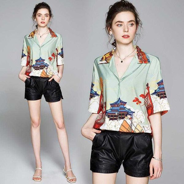 women's blouses & shirts summer runway vintage floral print lapel neck button short sleeve womens ladies party ol casual loose shirt bl, White
women's blouses & shirts summer runway vintage floral print lapel neck button short sleeve womens ladies party ol casual loose shirt bl, White
