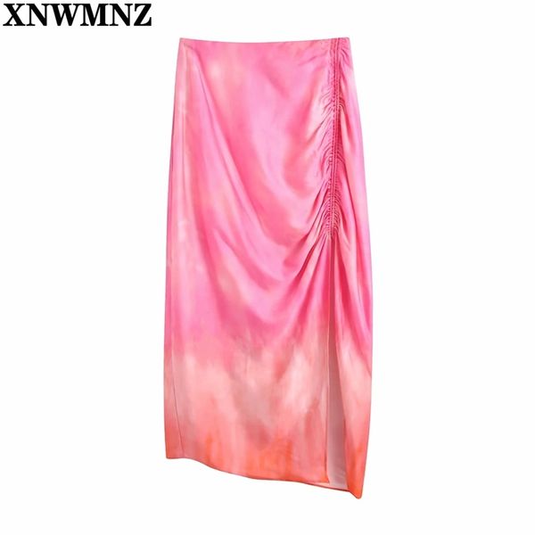 women summer draped tie-dye skirt fashion high waist ruched sides slit midi skirts chic hidden zip vintage 210520, Black
women summer draped tie-dye skirt fashion high waist ruched sides slit midi skirts chic hidden zip vintage 210520, Black