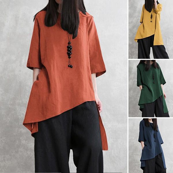 women's blouses & shirts asymmetrical summer blouse zanzea 2021 kaftan casual half sleeve female o neck cotton blusas plus size tunic, White
women's blouses & shirts asymmetrical summer blouse zanzea 2021 kaftan casual half sleeve female o neck cotton blusas plus size tunic, White