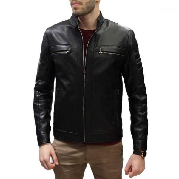 men's leather & faux 2021 quilted original vertical collar jacket clothing zipped motorcycle slim fit model, Black
men's leather & faux 2021 quilted original vertical collar jacket clothing zipped motorcycle slim fit model, Black