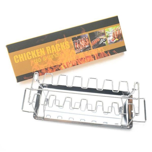 tools & accessories bbq chicken leg wing rack non-stick 14 slots stainless steel metal roaster stand drip tray for smoker grill or oven 2021
tools & accessories bbq chicken leg wing rack non-stick 14 slots stainless steel metal roaster stand drip tray for smoker grill or oven 2021