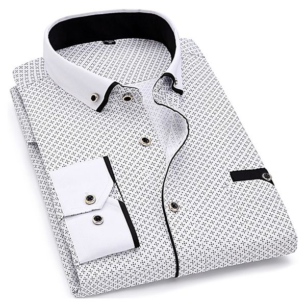 men fashion casual long sleeved printed shirt slim fit male social business dress shirts brand for soft comfortable 220309, White;black
men fashion casual long sleeved printed shirt slim fit male social business dress shirts brand for soft comfortable 220309, White;black