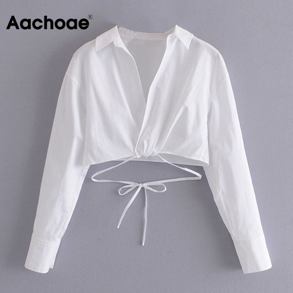 women streetwear white cropped shirt bow tie crossover chic shirts long sleeve casual blouse tunic 210413
women streetwear white cropped shirt bow tie crossover chic shirts long sleeve casual blouse tunic 210413