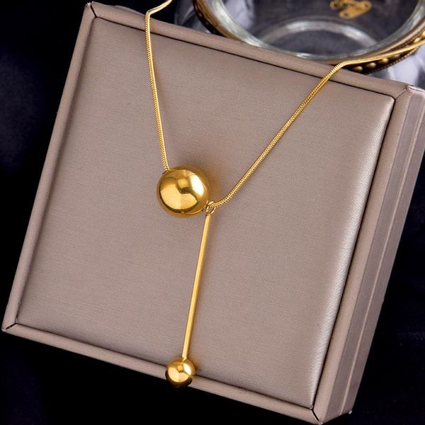 pendant necklaces wholesale bulk titanium steel golden ball necklace fashion stainless gold plated tassel jewelry accessories, Silver
pendant necklaces wholesale bulk titanium steel golden ball necklace fashion stainless gold plated tassel jewelry accessories, Silver