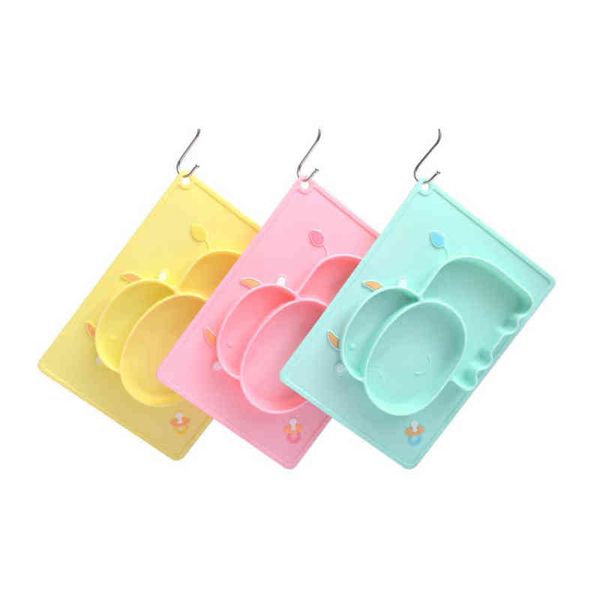 plastic dinner plate, baby all-in-one silicone tableware, baby partitioned dinner plate g1210